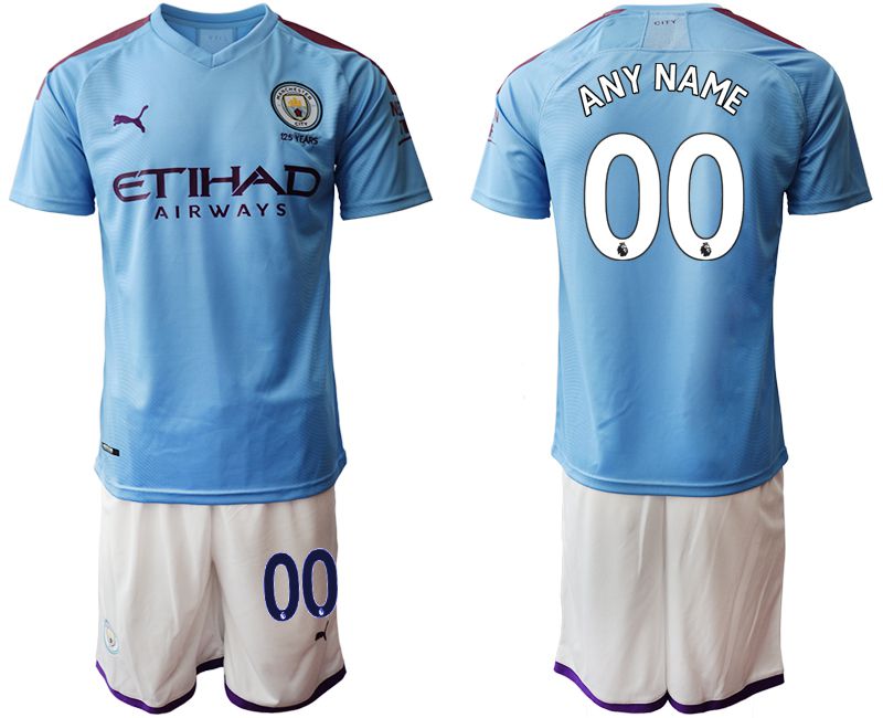 Men 2019-2020 club Manchester City home customized blue Soccer Jerseys1